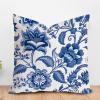ArogGeld Chinoiserie Blue Flower Farmhouse Throw Pillow Covers Blue and Ivory Indigo Floral White Linen Cushion Covers Oriental Toile Chinoiserie Pillow Cases for Chair Sofa 24x24in view 1