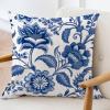 ArogGeld Chinoiserie Blue Flower Farmhouse Throw Pillow Covers Blue and Ivory Indigo Floral White Linen Cushion Covers Oriental Toile Chinoiserie Pillow Cases for Chair Sofa 24x24in view 3