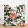 ArogGeld Bird in Peony Tree Coral Throw Pillow Red Peony Flower Animal Bird Decorative Sofa Cushion Cover Japanese Asian Style Farmhouse Toss Pillows for Sofa Couch Car Chair 24x24in view 1