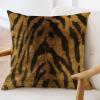 ArogGeld Oriental Chinoiserie Cushion Cover Animal Print Tiger Stripes Throw Pillow Cover Brown Gold Black Tiger Print Pillow Cover Case Farmhouse Decor for Sofa Living Room 16x16in White Flax view 3