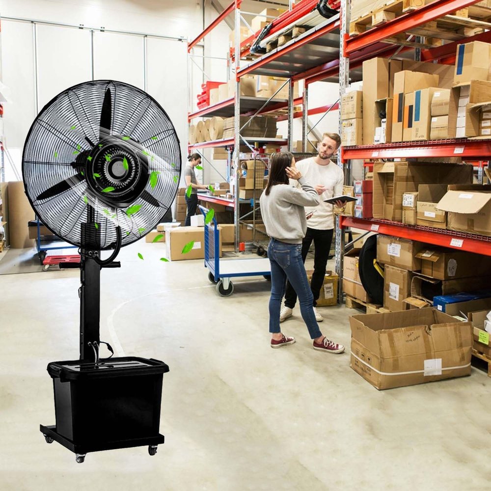 Lnder Heavy Duty Pedestal Oscillating Fan 26/30 Inch Misting Fans Outdoor Fan with Mister High Velocity Cooling Standing Fans for Patios Workshop Warehouse Industrial (Size : 380W/30in)