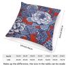 ArogGeld Red and Blue Chinoiserie Floral Cushion Cover Watercolor Blue Flower Square Pillow Covers Oriental Chinoiserie Check Pillow for Sofa Couch Car Chair 16x16in White Linen view 2