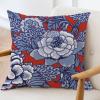 ArogGeld Red and Blue Chinoiserie Floral Cushion Cover Watercolor Blue Flower Square Pillow Covers Oriental Chinoiserie Check Pillow for Sofa Couch Car Chair 16x16in White Linen view 3