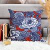 ArogGeld Red and Blue Chinoiserie Floral Cushion Cover Watercolor Blue Flower Square Pillow Covers Oriental Chinoiserie Check Pillow for Sofa Couch Car Chair 16x16in White Linen view 4