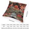 ArogGeld Chinoiserie Charcoal Coral Pagoda Throw Pillow Asian Pagoda and Red Flower Decorative Sofa Cushion Cover Japanese Asian Style Farmhouse Accent Pillow for Living Room 16x16in view 2