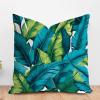 ArogGeld Teal Blue Aqua Tropical Leaf Sofa Pillowcase Turquoise Lime Green Palm Leaves Decorative Sofa Cushion Cover Chinoiserie Style Farmhouse Pillow Cases for Living Room 24x24in White Flax view 1