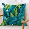 ArogGeld Teal Blue Aqua Tropical Leaf Sofa Pillowcase Turquoise Lime Green Palm Leaves Decorative Sofa Cushion Cover Chinoiserie Style Farmhouse Pillow Cases for Living Room 24x24in White Flax view 3