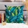 ArogGeld Teal Blue Aqua Tropical Leaf Sofa Pillowcase Turquoise Lime Green Palm Leaves Decorative Sofa Cushion Cover Chinoiserie Style Farmhouse Pillow Cases for Living Room 24x24in White Flax view 4