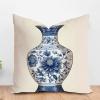 ArogGeld Blue Chinoiserie Vase Cushion Cover Blue and White Porcelain Oriental Garden Square Throw Pillow Oriental Toile Chinoiserie Throw Pillowcase for Chair Sofa 16x16in White Linen view 1
