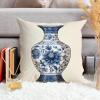 ArogGeld Blue Chinoiserie Vase Cushion Cover Blue and White Porcelain Oriental Garden Square Throw Pillow Oriental Toile Chinoiserie Throw Pillowcase for Chair Sofa 16x16in White Linen view 4