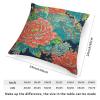 ArogGeld Chinoiserie Coral Peony Floral Farmhouse Cushion Cover Peony Flower Turquoise Teal Green Home Decor Cushion Covers Asian Scenic Chinoiserie Pillow Cover Case 24x24in White Linen view 2