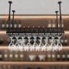 Black Vintage Wine Glass Rack, 13.78"- 21.65" Height Adjustable Ceiling Mounted Hanging Wine Bottle Holder Stemware Hanger Rack Metal Bar Floating Shelf for Bar Kitchen, Capacity: 36 Goblets(L: 90cm) view 2