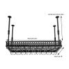 Black Vintage Wine Glass Rack, 13.78"- 21.65" Height Adjustable Ceiling Mounted Hanging Wine Bottle Holder Stemware Hanger Rack Metal Bar Floating Shelf for Bar Kitchen, Capacity: 36 Goblets(L: 90cm) view 3