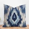 ArogGeld Boho Moorish Style Farmhouse Sofa Pillowcase Blue Grey Kilim Turkish Ikat White Linen Cushion Cover Traditional Chinese Chinoiserie Pillowcases with Zipper for Sofa Couch 16x16in view 1