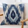 ArogGeld Boho Moorish Style Farmhouse Sofa Pillowcase Blue Grey Kilim Turkish Ikat White Linen Cushion Cover Traditional Chinese Chinoiserie Pillowcases with Zipper for Sofa Couch 16x16in view 3