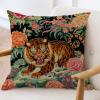 ArogGeld Animal Tiger Stripe Pink Floral Throw Pillow Cushion Colorful Flower Animal Print Tiger Square Throw Pillow Covers Asian Style Chinoiserie Pillow Cases for Living Room 24x24in Linen view 3