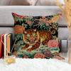 ArogGeld Animal Tiger Stripe Pink Floral Throw Pillow Cushion Colorful Flower Animal Print Tiger Square Throw Pillow Covers Asian Style Chinoiserie Pillow Cases for Living Room 24x24in Linen view 4