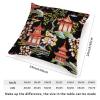 ArogGeld Chinoiserie Charcoal Coral Pagoda Farmhouse Cushion Covers Asian Pagoda and Red Flower Home Decor Cushion Cover Chinoiserie Chic Cushion Case for Sofa Couch 24x24in White Linen view 2