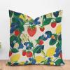 ArogGeld Red Yellow Blue Strawberry Fruit Farmhouse Throw Pillow Summer Lemon Strawberry Garden Linen Cushion Cover Chinoiserie Chic Asian Pillow Cover Case for Sofa Couch Car Chair 24x24in view 1