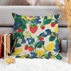 ArogGeld Red Yellow Blue Strawberry Fruit Farmhouse Throw Pillow Summer Lemon Strawberry Garden Linen Cushion Cover Chinoiserie Chic Asian Pillow Cover Case for Sofa Couch Car Chair 24x24in view 4