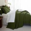 CozyTide 100% Cotton Queen Quilt Set 90"x98",Olive Green Waffle Weave Lightweight Bedspread,Farmhouse Shabby Boho Chic Coverlet 3 Pieces view 2
