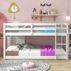 Anwick Twin Over Twin Low Bunk Bed with Stairs and Rails, Wooden Bunk Beds Frame with Safety Guardrail and Slats for Toddlers, Kids, Teens, Boys, Girls, Noise-Free (White, Bunk) view 3