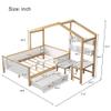Full Size Wooden House Bed, Multiple-Function Wood Daybed with Drawer, Desk and Bookshelf for Kids Teen Boys Girls view 2
