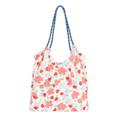 Aisi Women Canvas Tote Handbag Large Capacity Drawstring Shopping Bag Delicate Floral Reusable Grocery Bags