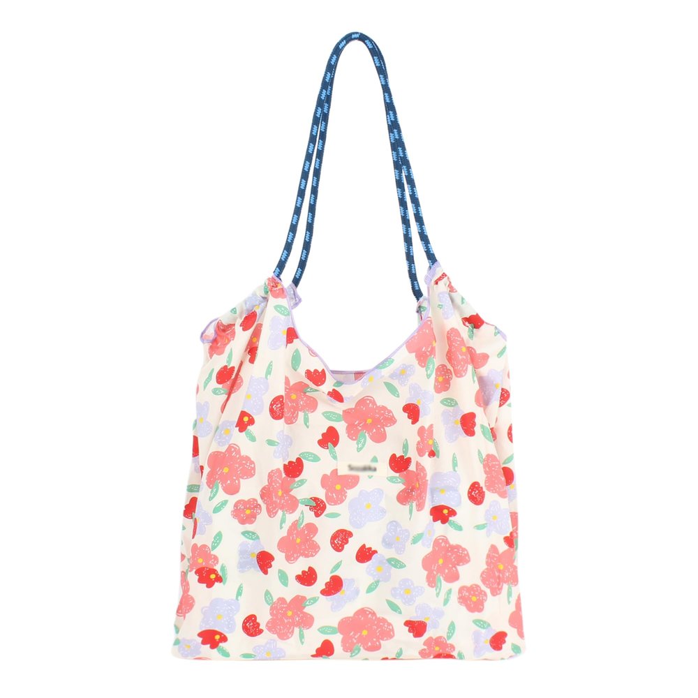 Aisi Women Canvas Tote Handbag Large Capacity Drawstring Shopping Bag Delicate Floral Reusable Grocery Bags