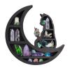 Cat Wooden Crystal Display Shelf, Cute Moon Phase Crystal Shelf, Wall Mounted Floating Shelves, Crescents Moon Phase Shelf for Crystals Stone, Essential Oil, Small Plant Art, Gothic(Cat on Moon) view 1