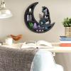 Cat Wooden Crystal Display Shelf, Cute Moon Phase Crystal Shelf, Wall Mounted Floating Shelves, Crescents Moon Phase Shelf for Crystals Stone, Essential Oil, Small Plant Art, Gothic(Cat on Moon) view 2