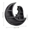 Cat Wooden Crystal Display Shelf, Cute Moon Phase Crystal Shelf, Wall Mounted Floating Shelves, Crescents Moon Phase Shelf for Crystals Stone, Essential Oil, Small Plant Art, Gothic(Cat on Moon) view 3