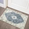MUJOO Blue Grey Area Rug Small Rugs Boho Machine Washable Rugs Non Slip for Entryway Kitchen Bathroom Bedroom Vintage Soft Low-Pile 2'x3' Flowers view 1