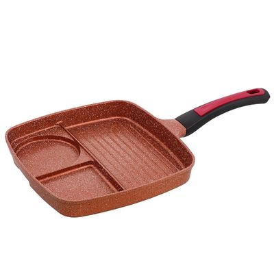 Bestco ND-5130 Frying Pan, Dividers, 3 Sides, IH Gas Fire, Red, Varia Span