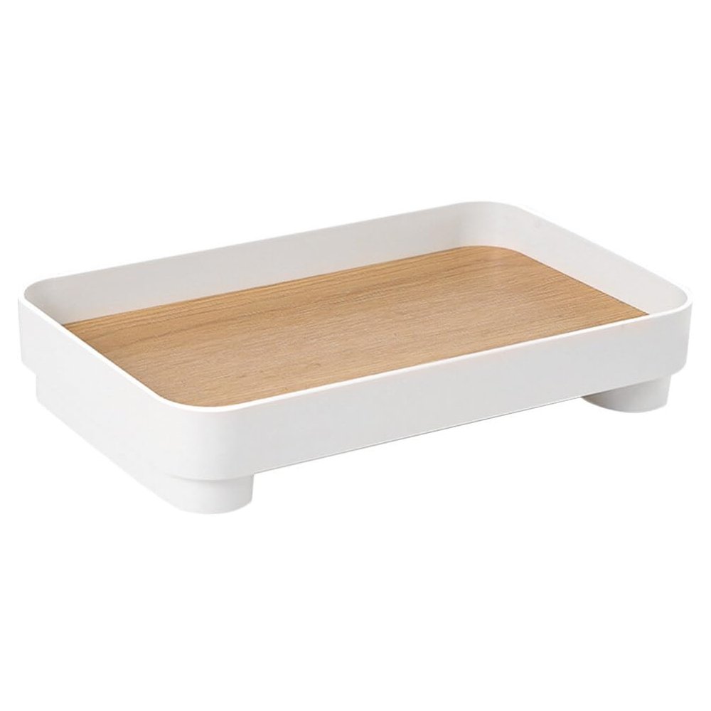 Cabilock Elegant Wood Grain Vanity Tray Makeup Perfume Countertop Large Multi-Purpose Space-Saving Storage