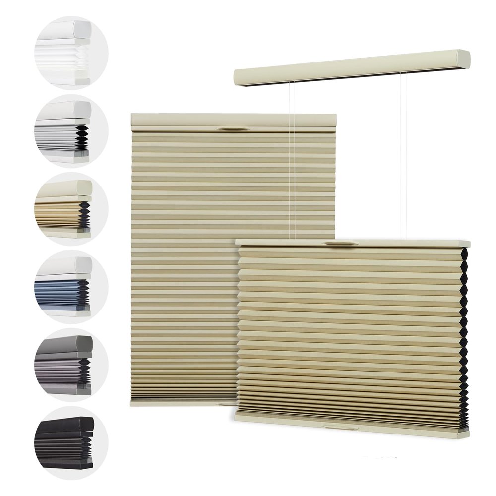 Toanture Top Down Bottom Up Cellular Cordless Blinds, Blackout Honeycomb Window Blinds for Windows Shades, Thermal Insulated 1.8" Single Cell Honeycomb Blinds for Bedroom, Office(Beige,75.5"W x 72"H)