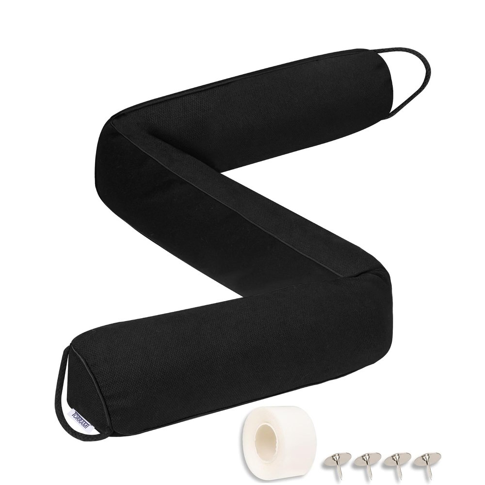 TORRAMI Under Door Draft Stoppers 38 Inch, Heavy Triangle Stop Draft Block Cold Air/Wind/Breeze Noise Blocker Door Sweeps Weather Stripping Bottom Seal Black