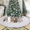 Libima 70 Inches Large Christmas Tree Skirt Faux Fur Xmas Tree Skirt White Plush Velvet with Silver Sequins Snowflakes for Xmas Decorations Merry Christmas Party Winter Home Holiday Ornaments view 1