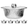5Pcs Food Baking Pot Convenient Food containers Barbecue Pot Disposable Food Pot Thick Food foil Pot Household Food Pot Food Storage Fryer heatable Aluminum foil Travel view 1