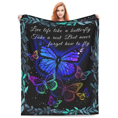 BLUBLU Flannel Fleece Bed Blanket Throw Blanket Lightweight Cozy Plush Blanket for Bedroom Living Room Sofa Couch Butterfly 60"X50"