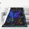 BLUBLU Flannel Fleece Bed Blanket Throw Blanket Lightweight Cozy Plush Blanket for Bedroom Living Room Sofa Couch Butterfly 60"X50" view 2