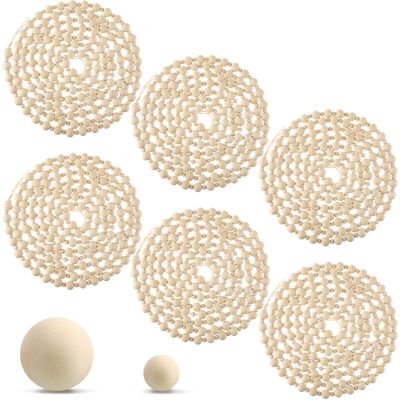 Ceenna 72 Feet Boho Christmas Wood Bead Garland - Wooden Decor for Coffee Table, Holiday Tree, Wedding, Farmhouse (6 Pcs, Natural Color)