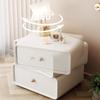 Modern Nightstands Nightstand Leather 2 Drawers End Table Solid Wood Bedside Cabinet Rotating Table Top Bedside Dress Modern Bedside Table Simple Stylish view 4