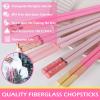 Chopsticks Reusable Dishwasher Safe, GLAMFIELDS 10 Pairs 9.5 Inches Premium Fiberglass Chop Sticks Set for Sushi, Ramen, Asian Cuisine, Non-slip, Pink view 4