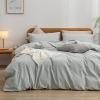 BESTOUCH Duvet Cover Set 100% Washed Cotton Linen Feel Super Soft Comfortable Chic Lightweight 2 PCs Home Bedding Set Solid Northern Droplet Grey Twin/Twin XL view 1
