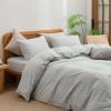 BESTOUCH Duvet Cover Set 100% Washed Cotton Linen Feel Super Soft Comfortable Chic Lightweight 2 PCs Home Bedding Set Solid Northern Droplet Grey Twin/Twin XL view 2