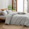 BESTOUCH Duvet Cover Set 100% Washed Cotton Linen Feel Super Soft Comfortable Chic Lightweight 2 PCs Home Bedding Set Solid Northern Droplet Grey Twin/Twin XL view 3