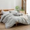 BESTOUCH Duvet Cover Set 100% Washed Cotton Linen Feel Super Soft Comfortable Chic Lightweight 2 PCs Home Bedding Set Solid Northern Droplet Grey Twin/Twin XL view 4