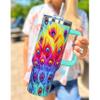 40 Oz Tumbler With Handle 40oz Peacock Tumbler With Lid Straw Double Insulated Travel Coffee Mug Peacock cup Gifts For Women view 2