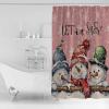 Double Love Christmas Snowman Bathroom Curtain 72 Inch Shower Curtain with Hooks, Waterproof Polyester Bath Curtain Washable Bathtub Curtain Winter Rustic Snowflake Let-It-Snow Pink 72''x 72'' view 2